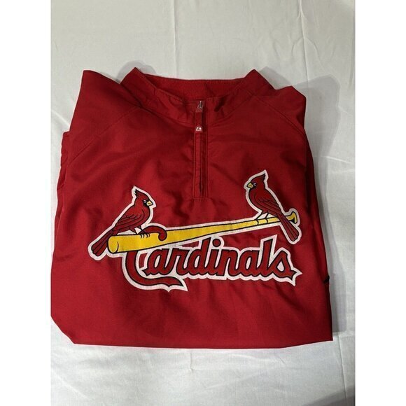 St. Louis Cardinals Majestic Performance Cool base 3/4 Zip Up Jacket sz XL - Picture 11 of 11